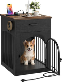 CHOEZON Dog Crate Furniture - Black and Walnut