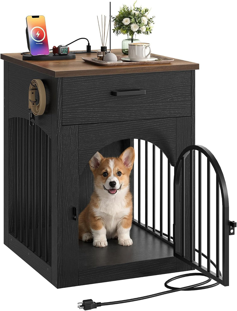 CHOEZON Dog Crate Furniture - Black and Walnut