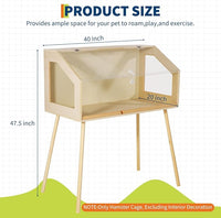 Hamster Cage with Legs, 40" L x 20" W x 47.5" H Large Hamster Habitats Enclosure with Acrylic Window & Openable Top,Small Animal Cage Chew Proof for Guinea Pig, Chinchilla, Gerbil