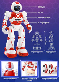 Robot Toys for Kids, Rechargeable Remote & Gesture Control Robots – Fun for Kids & Family - Red - image 2