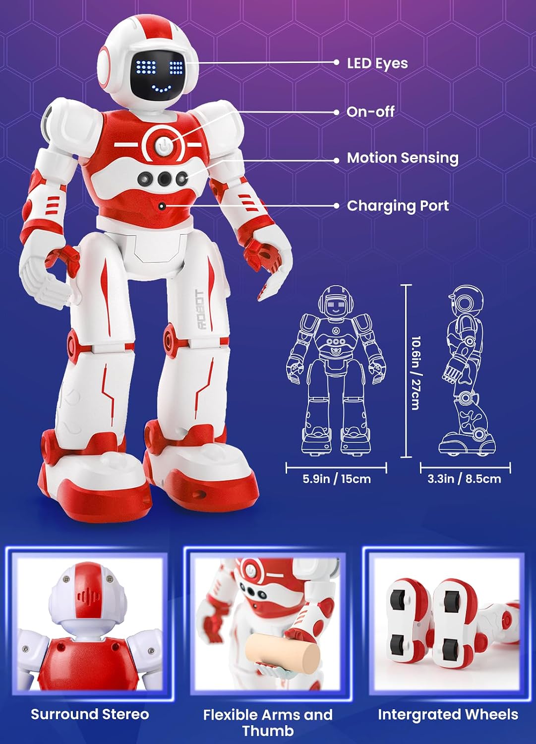 Robot Toys for Kids, Rechargeable Remote & Gesture Control Robots – Fun for Kids & Family - Red - image 2