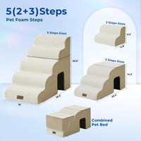 Dog Ramp for Large Dogs with Tunnel, 24" H 5 Steps for High Bed – Essentials for Dogs - 5-Steps Curved / Beige Fleece - image 2