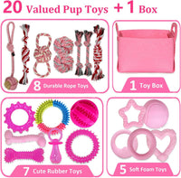 20 Pack Luxury Puppy Teething Chew Toys for Small Dogs and Puppies – Essentials for Dogs - Pink - image 2