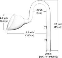 Glass Lily Pipe Outflow for Aquarium Planted Tank (20mm for 19/25mm (3/4" ID) tubing)
