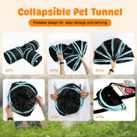 Bunny Tunnels & Tubes, 3-Way Collapsible Rabbit Hideout for Bunnies – Essentials for Small Pets - Grey - image 4