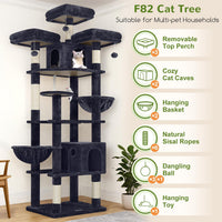 Globlazer Cat Tree Tower for Multiple Adult Cats, F82 - 82 inch / Dark Grey - image 2