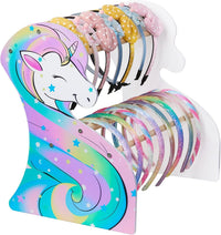 FIOBEE unicorn headband holder organizer for girls, double layer display stand in rainbow