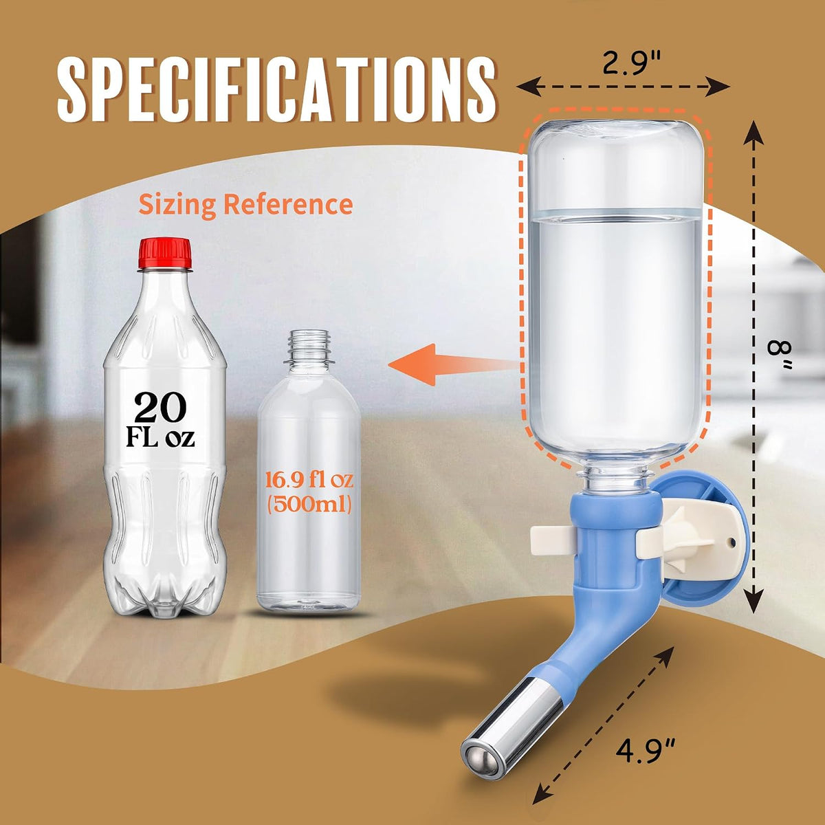 Choco Nose Patented No-Drip Dog Water Bottle/Feeder for Dogs/Cats - C570 Blue / Large Sized Dogs-16.9 fl.oz - image 4