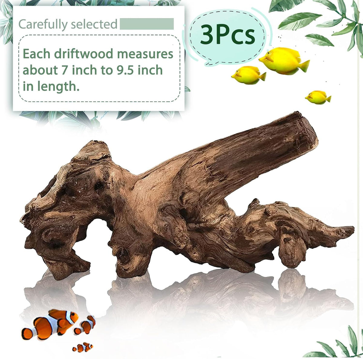 Tfwadmx Natural Driftwood for Aquarium Decor 5-8" Fish Reptile Tank - M: 3 Pack(7 - 9.5 inches) - image 2