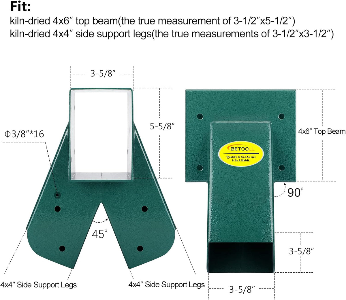 BETOOLL A-Frame 2 Brackets Swing Set Bracket with Mounting Hardware – Fun for Kids & Family - Middle Bracket(Green) - image 3