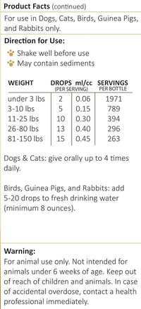 Amber NaturalZ Vibactra Plus Herbal Supplement for Dogs, Cats, Birds, Guinea Pigs, and Rabbits | Herbs for Immune Health and Yeast Balance | 4 Fluid Ounce Glass Bottle
