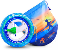 YFAFENGS blue kite string reel with safety lock and 1000 ft of kite line - view 3