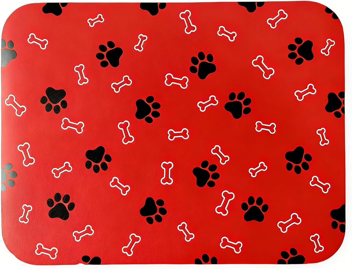 Pet Cat Dog Food Mat Non Slip Mat for Dog Water Bowl Mat Quick Dry - Red / 24*16.9 in