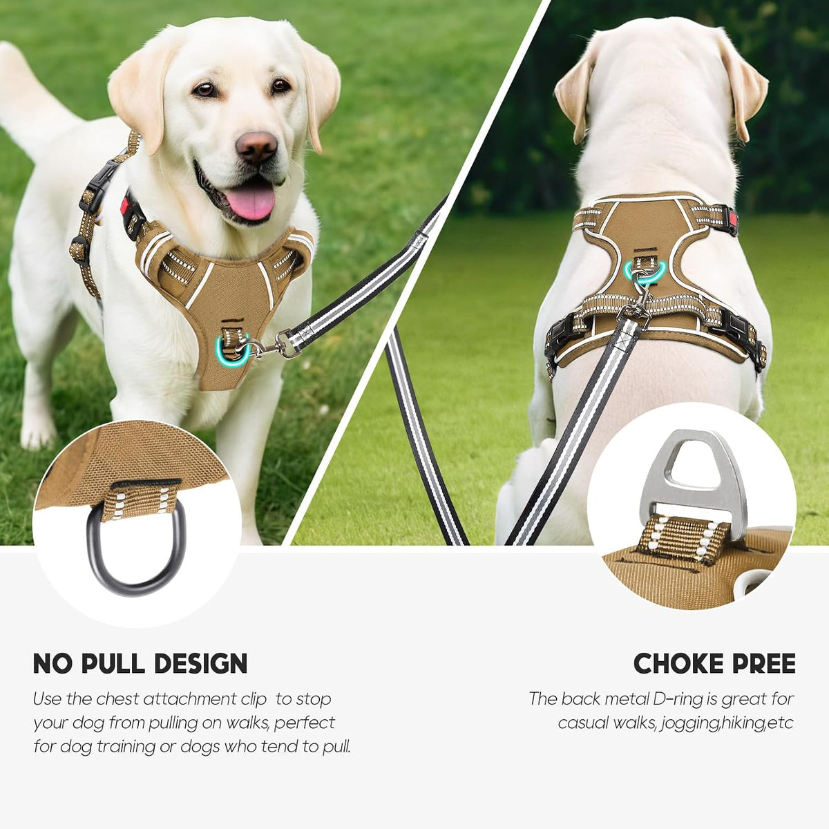 Timos Dog Harness, No Pull Large Sized with 3 Buckles - Small / Lock Khaki - image 3