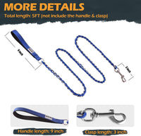 Chain Dog Leash, Bite-Proof Metal Leash - Blue / 5.2FT(80-150lb) - image 4