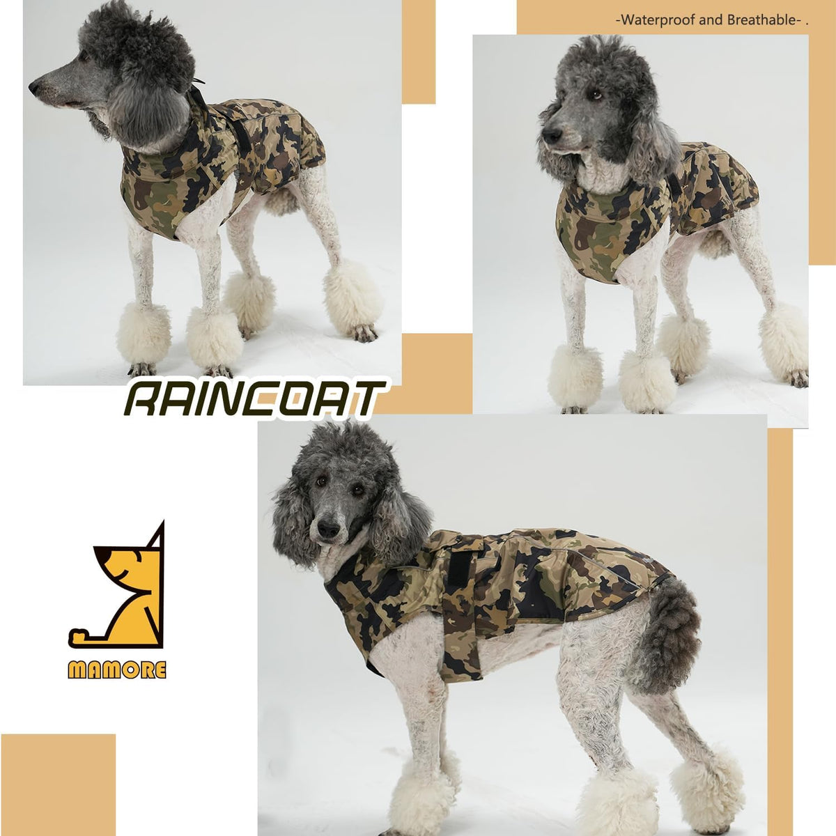 Waterproof Dog Raincoat with Reflective Strip - X-Large / Camo - image 2