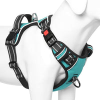 Timos No Pull Dog Harness,NO Need Go Over Dogs Head 3 Snap Buckles Reflective Oxford No Choke Puppy Harness with Front & Back 2 Metal Leash Clips Soft Padded Vest Harnesses for Small Medium Large Dogs
