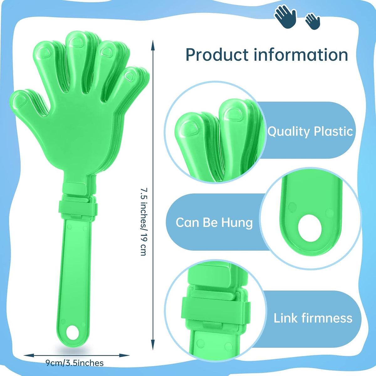 ZCYSRLQIN 12 pack hot pink plastic hand clappers noisemakers, 7.5 inch - view 22