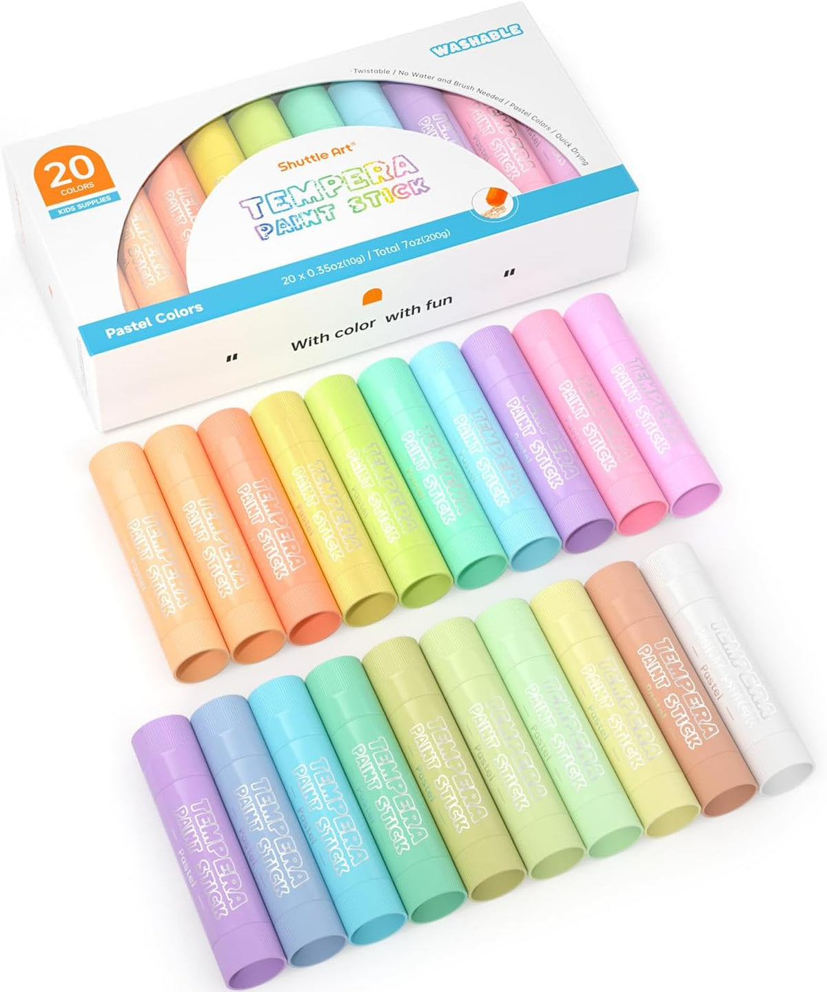 Tempera Paint Sticks, 15 Colors Solid Tempera Paint for Kids - 20 Pastel Colors
