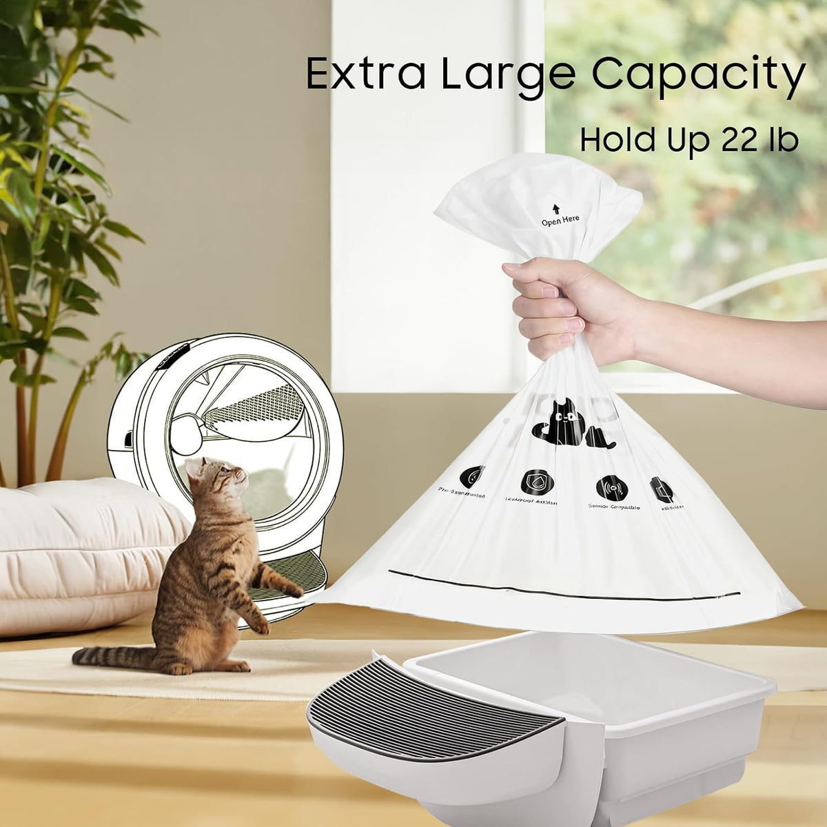 90 Pack Cat Litter Box Robot Model 5/4/3 Waste Bags - White / 1 Count (Pack of 90) - image 4
