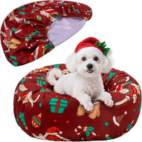 Round Dog Bed Cover Washable Elastic Edged 30×9.8 Inch – Essentials for Dogs - 20*20*9.8 Inch / Christmas DR