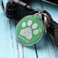 MYLUCKYTAG NFC&QR Code Personalized Dog Cat Tag - Paw,green - image 2