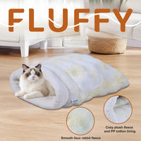 4 in 1 Self Warming Burrow Cat Bed Hideway Sleeping Cuddle Cave – Essentials for Cats - Style- Cream - image 2