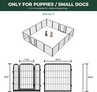 FXW Homeplus Unleashed Indoor Dog Playpen - Stress-Free and Safe Play, Heavy Duty 24 Inch 16 Wire Panels Dog Pen for Puppy and Small Dogs, Black│Patented
