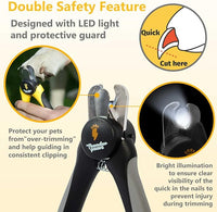 LED Dog Nail Clippers with Light, Trimmers with Protective Guard, Quick Sensor, Safety Lock and Nail File - Suitable for Large and Small Dogs & Cats (Grey, LED)