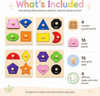 Wooden Peg Puzzles for Toddlers 1-3 - Style C - image 3