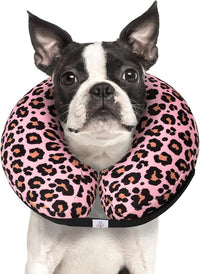 CuteBone Inflatable Dog Cone with Removable Soft Fleece Covers for Small/Medium/Large Dogs and Cats Neck Donut Collar After Surgery GWB10L