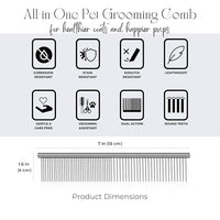 Flexzion Pet Grooming Comb Stainless Steel Cats Dogs Puppy Medium Animals Hair Fur Trimmer Deshedding Brush Accessory Tool with Smooth Teeth Needle Durable Lightweight