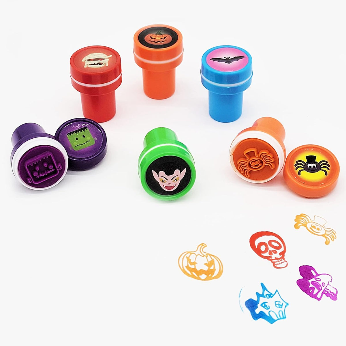 The Dreidel Company 24 self-inking Halloween stampers with pumpkin, bat, ghost and heart designs - view 6