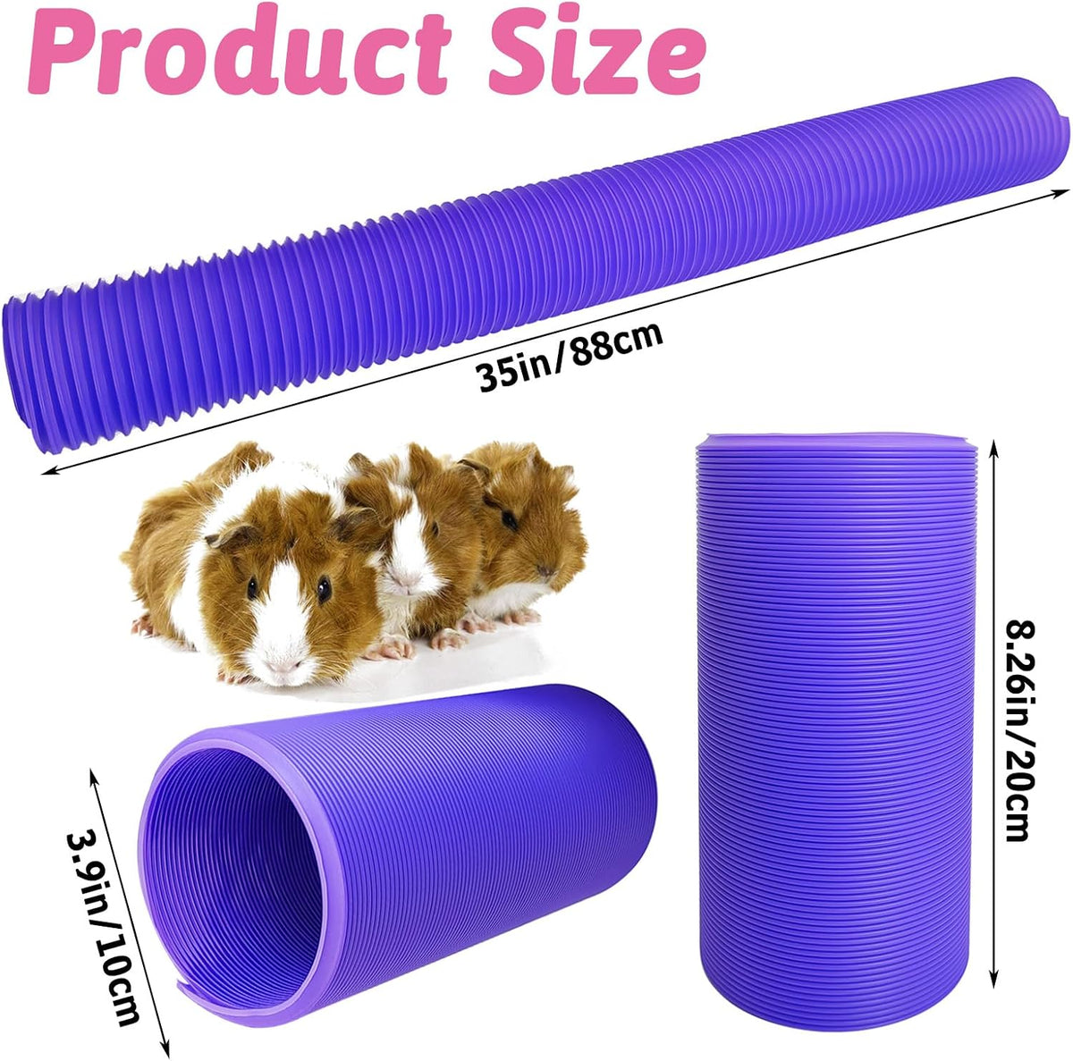 Collapsible Pet Tunnel 2 PCS Hamster Fun Tunnels – Essentials for Small Pets - Purple - image 2