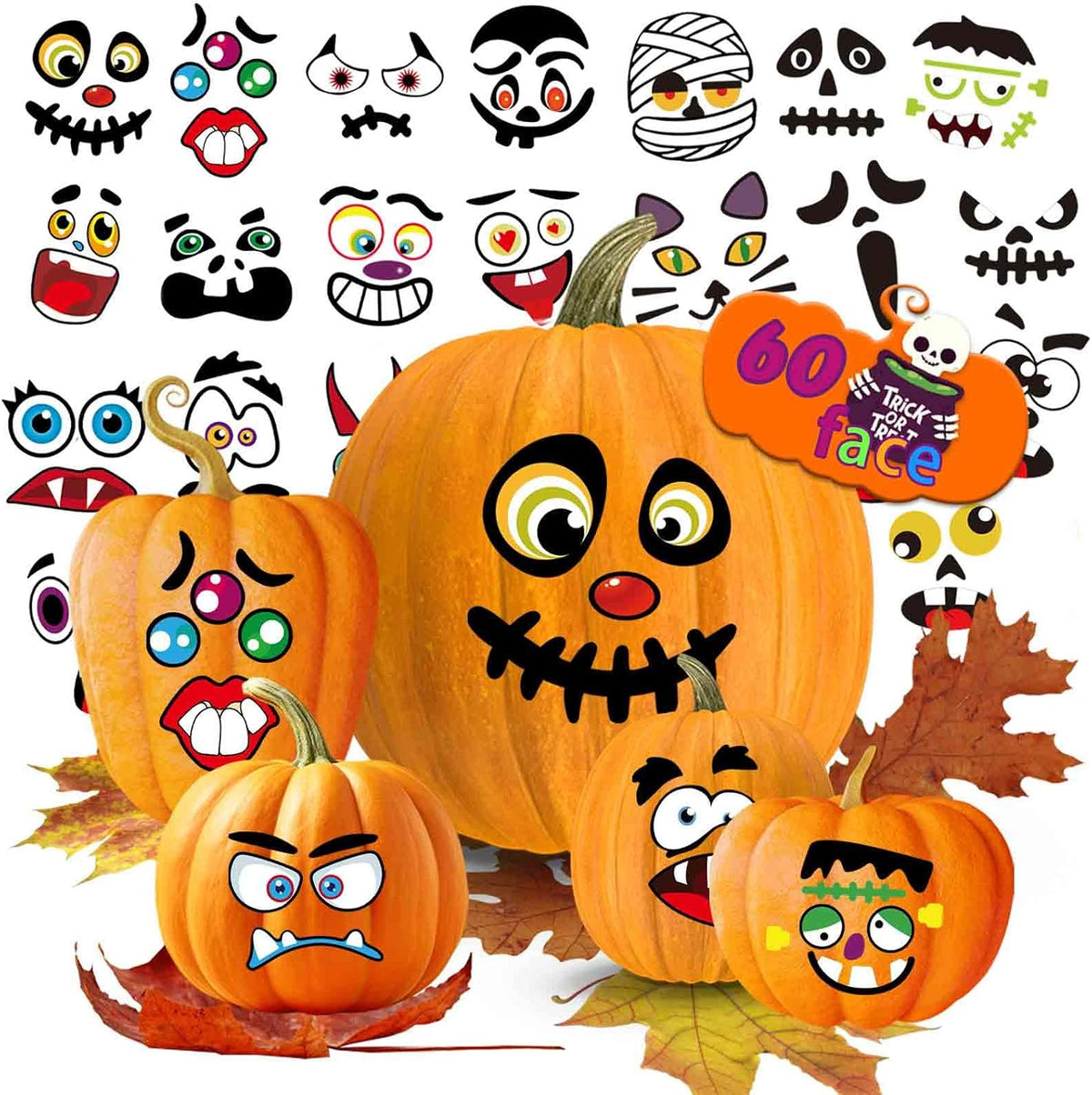60 Pack Large Pumpkin Stickers - style 2