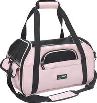JESPET Soft-Sided Airline-Approved Dog & Cat Carrier Travel Bag – Essentials for Cats - 17.0"L x 9.0"W x 11.5"H / Pink