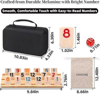 Upgraded Rummy Cube Game Set 6 Plays with 6 Wooden Holders and 162 Rummy Tiles, Travel and Family Board Game for Adults and Kids