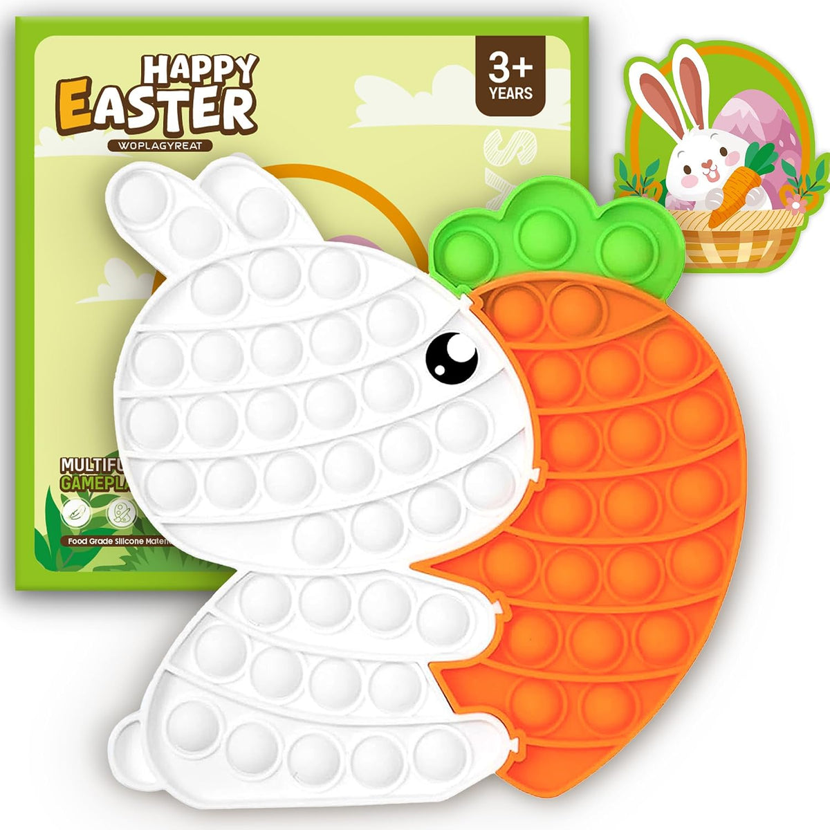 Fidget Sensory Toys for Kids, Push Bubble Game - Bunny Carrots