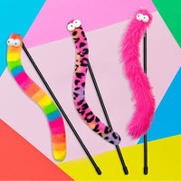 3 Pack Cat Wand Toy, Rainbow Cat Feather Toys with Bells, Teaser Wand with Soft Furry Tail, Interactive Toys for Indoor Cats & Kitten & Kitty