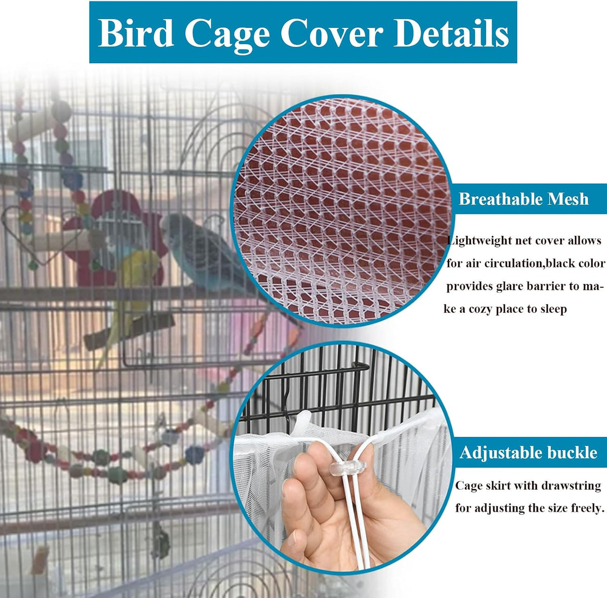 Large Bird Cage Seed Cather - 118*31.5in-White - image 4