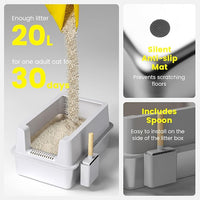 2 Pack Stainless Steel Cat Litter Box - Enclosed XL Metal Kitty Litter Box with Lid for Big Cats, High Sided, Anti-Leakage, Easy Cleaning, Non-Sticky, Included Cat Litter Spoon