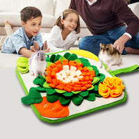 Rabbit Foraging Mat Interactive Bunny Snuffle Mat for Small Animals – Essentials for Small Pets - Orange and Green - image 4
