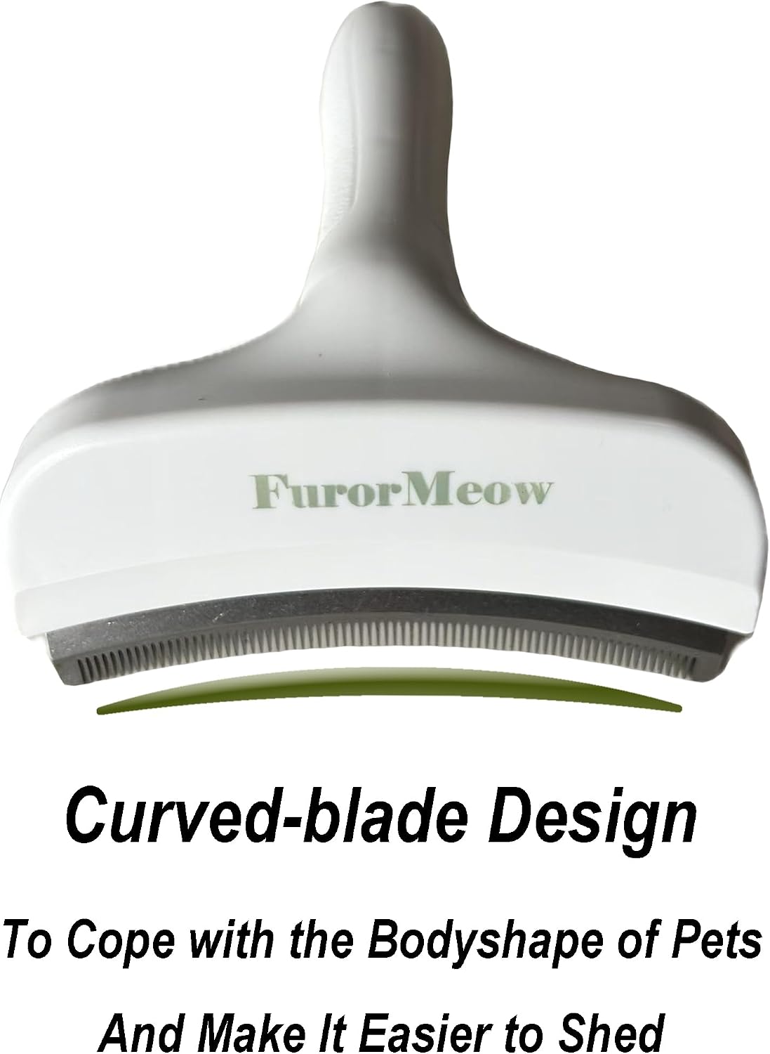 Pet Deshedding Tool with Curve Blade, Cat Grooming Brush - Large / White - image 2