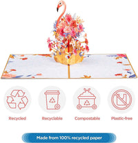 Floral Flamingo Pop Up Card - Frndly 8" x 6"