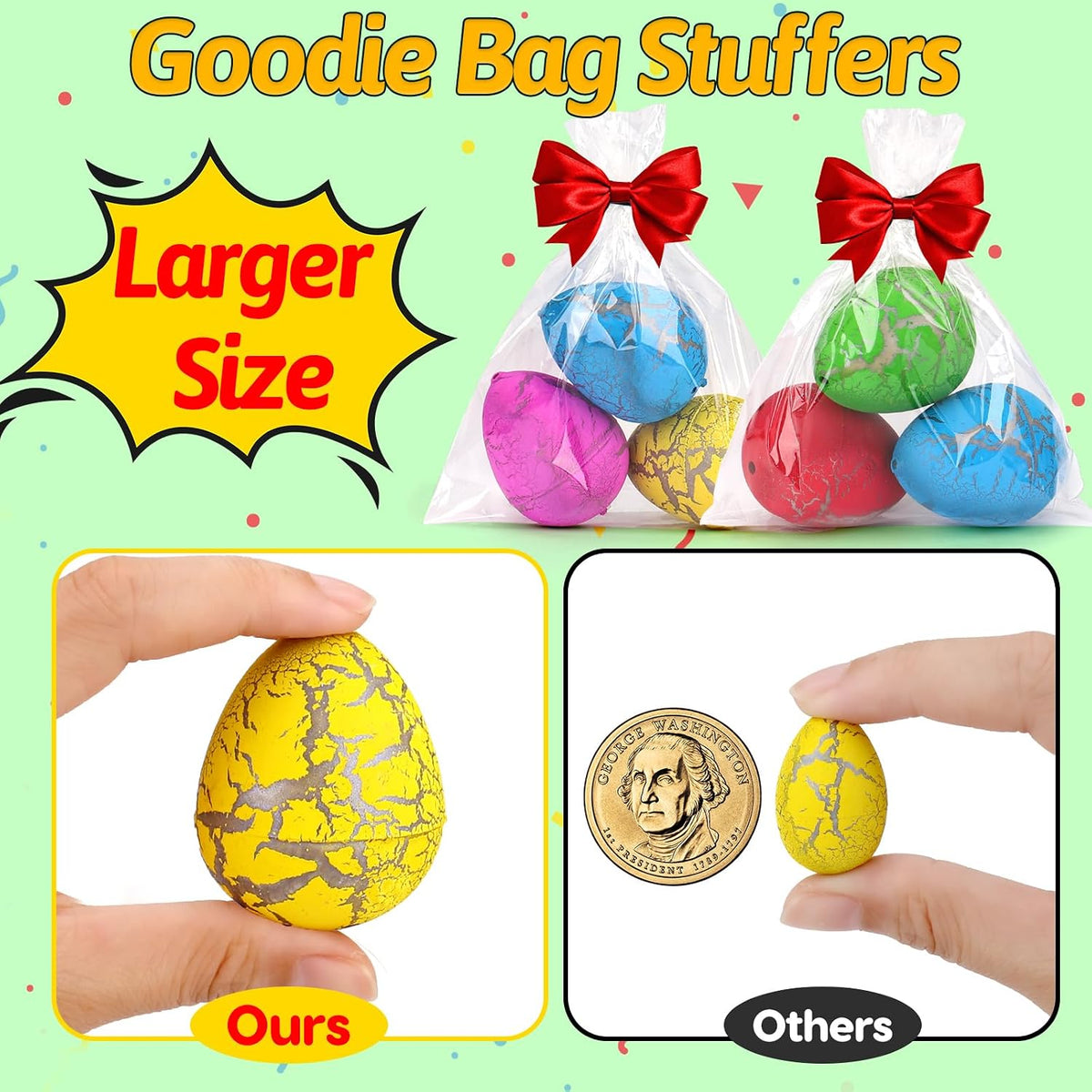 60PCS Small Hatching Dinosaur Eggs for Dinosaur Birthday Party Favors - 30PCS-Larger - image 2