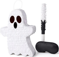 JOYIN Pumpkin Piñata Set, Foldable 10.5 x 16 Inch Jack-O’-Lantern Piñata with Stick and Blindfold - Ghost Pinata Set-3pcs