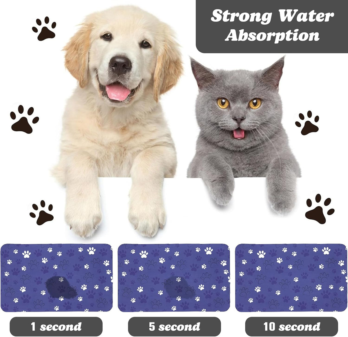 Dog Food Mat, Absorbent Water Bowl Mats Cat Pet Feeding Placemats Pink 20 * 12 inch – Essentials for Dogs - Dark Blue / 24"L x 16"W - image 2