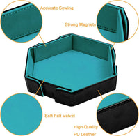 SIQUK magnetic folding hexagon dice tray in PU leather with velvet lining - view 19