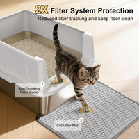 FURTIME Stainless Steel Cat Litter Box - Silver / Small - image 3