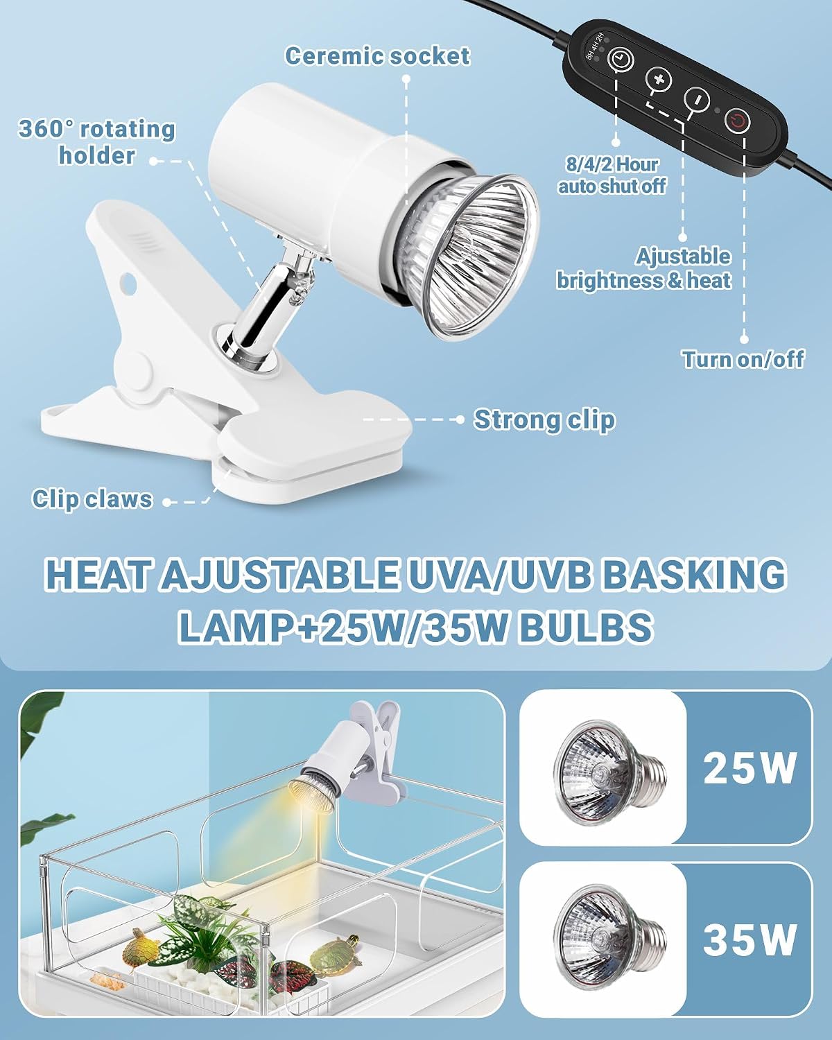 GOZILLA small turtle tank kit in white acrylic with adjustable lamp, filter and decorations - view 4